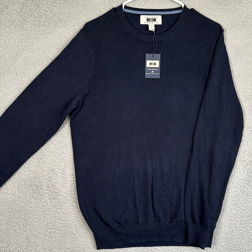 NEW Joseph Abboud Pima Cotton Sweater Men Small Navy Blue Modern Fit Lightweight